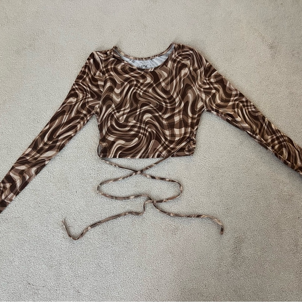 PAC Cares Brown Swirl Wrap Crop Top